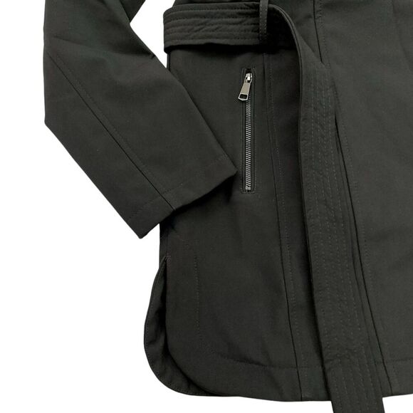 Sebby Collection Soft Shell Trench Coat Womens Medium Black Water Resistant - Picture 4 of 11
